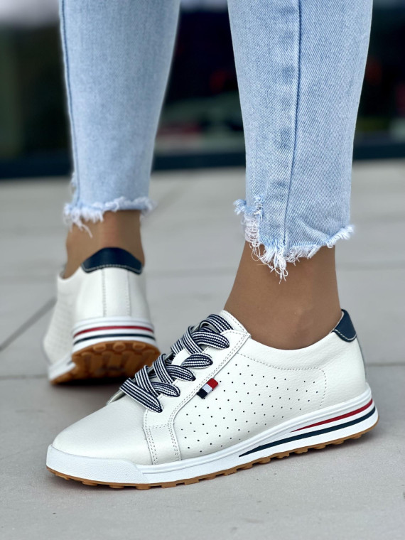 Białe trampki damskie skórzane