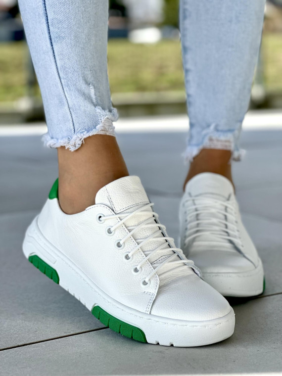 Białe trampki damskie skórzane