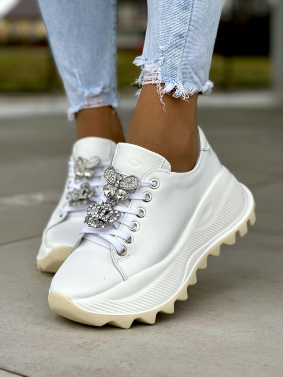 Białe sneakersy damskie skórzane