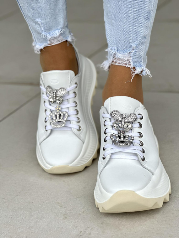 Białe sneakersy damskie skórzane