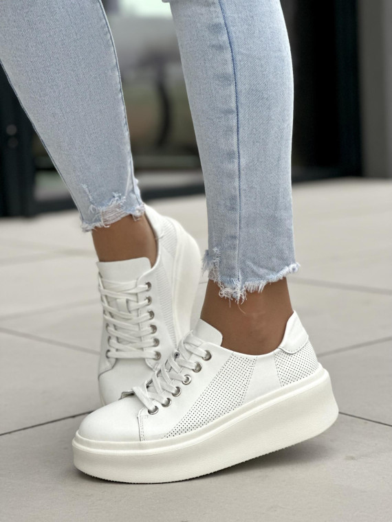 Białe trampki damskie skórzane