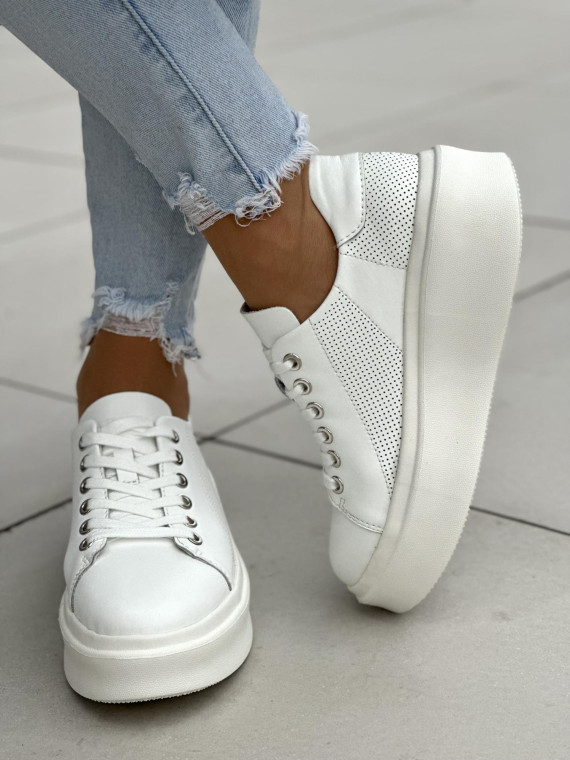 Białe trampki damskie skórzane
