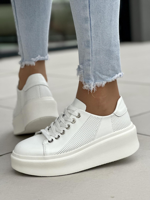 Białe trampki damskie skórzane