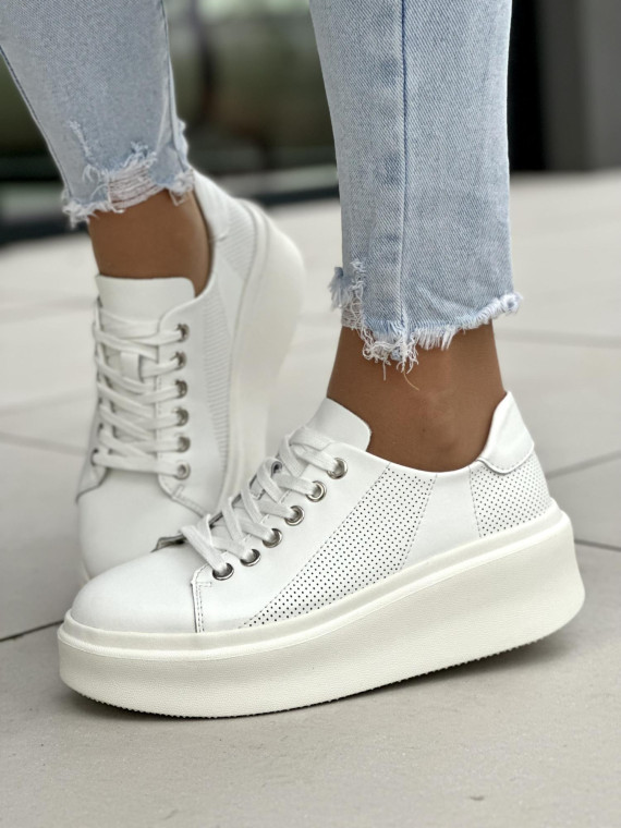 Białe trampki damskie skórzane