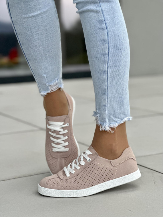 Różowe trampki damskie skórzane