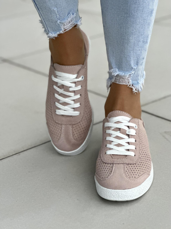 Różowe trampki damskie skórzane