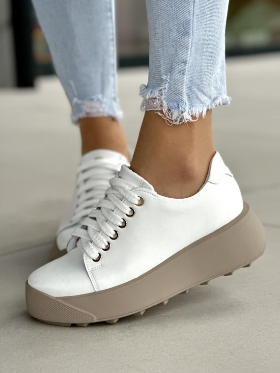Białe sneakersy damskie skórzane