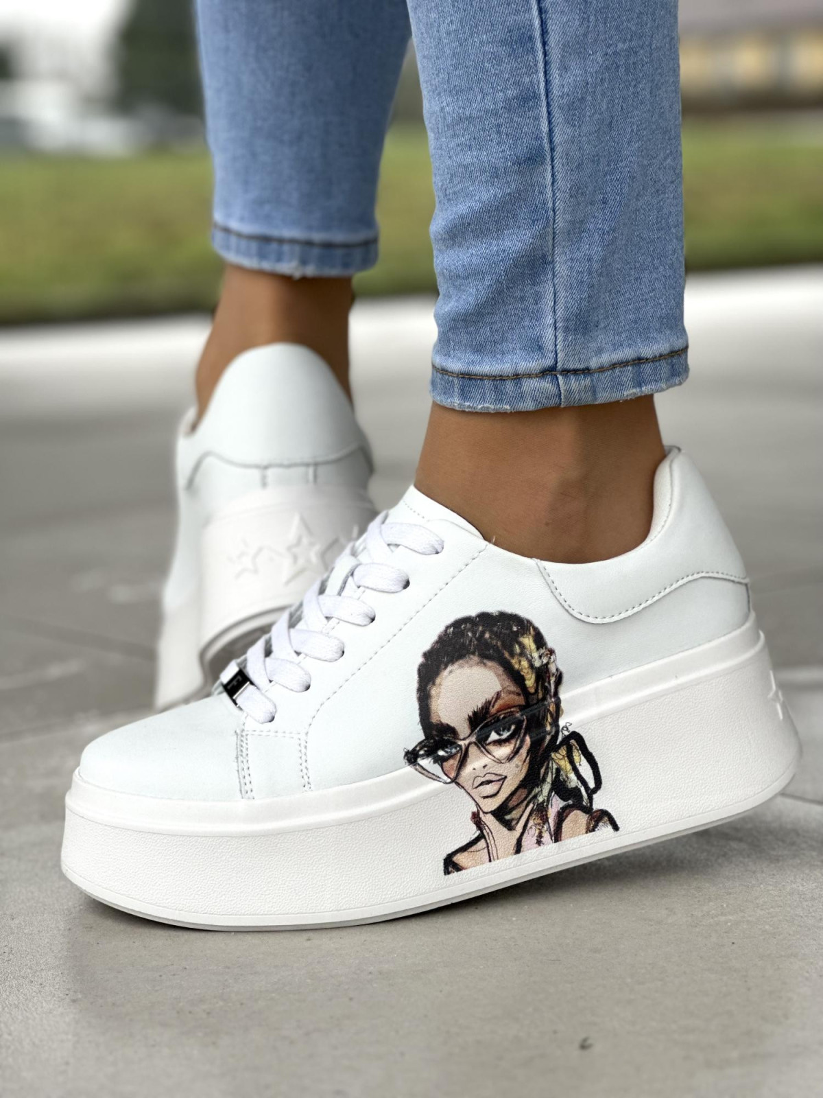 Białe trampki damskie skórzane