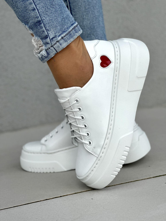 Białe trampki damskie skóra naturalna