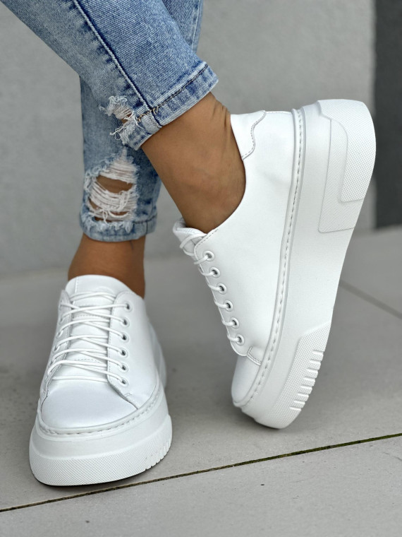 Białe trampki damskie skóra naturalna