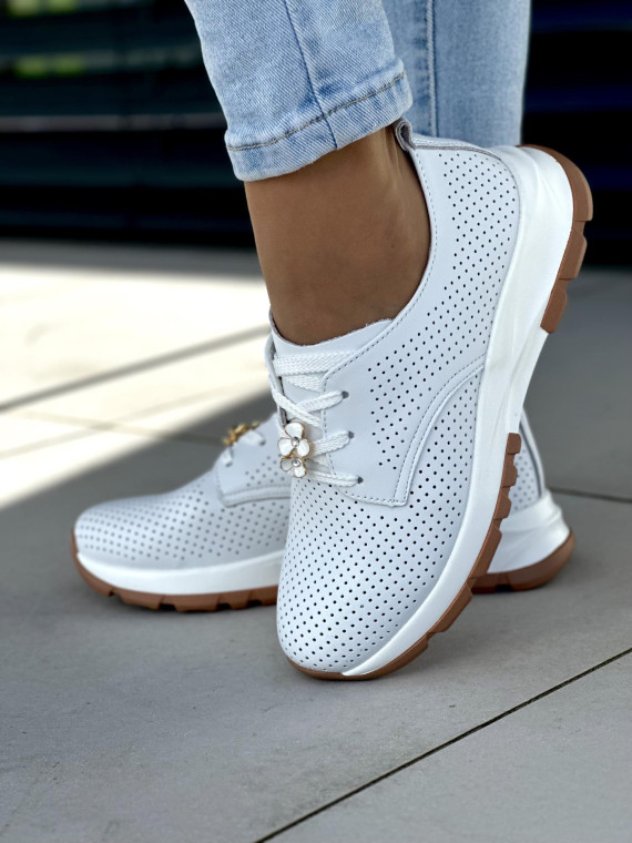 Białe półbuty damskie skóra naturalna