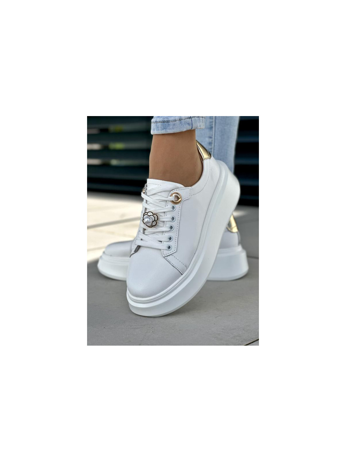 Białe trampki damskie skóra naturalna