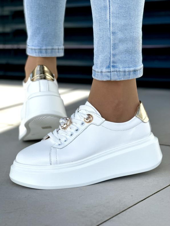 Białe trampki damskie skóra naturalna