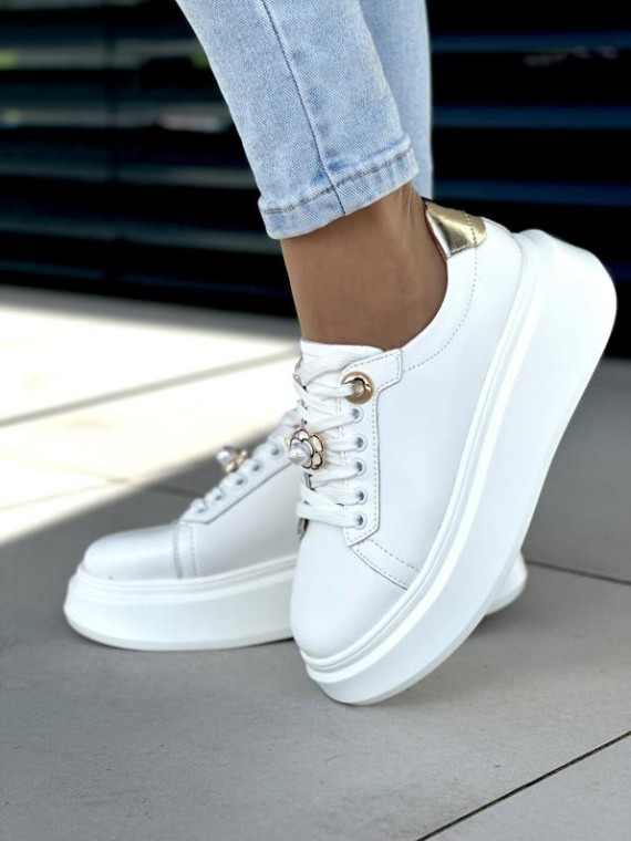 Białe trampki damskie skóra naturalna