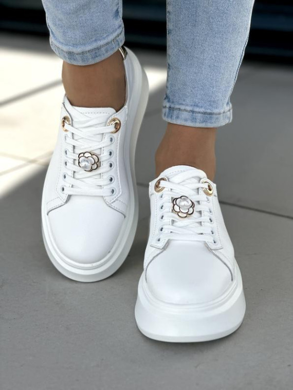 Białe trampki damskie skóra naturalna