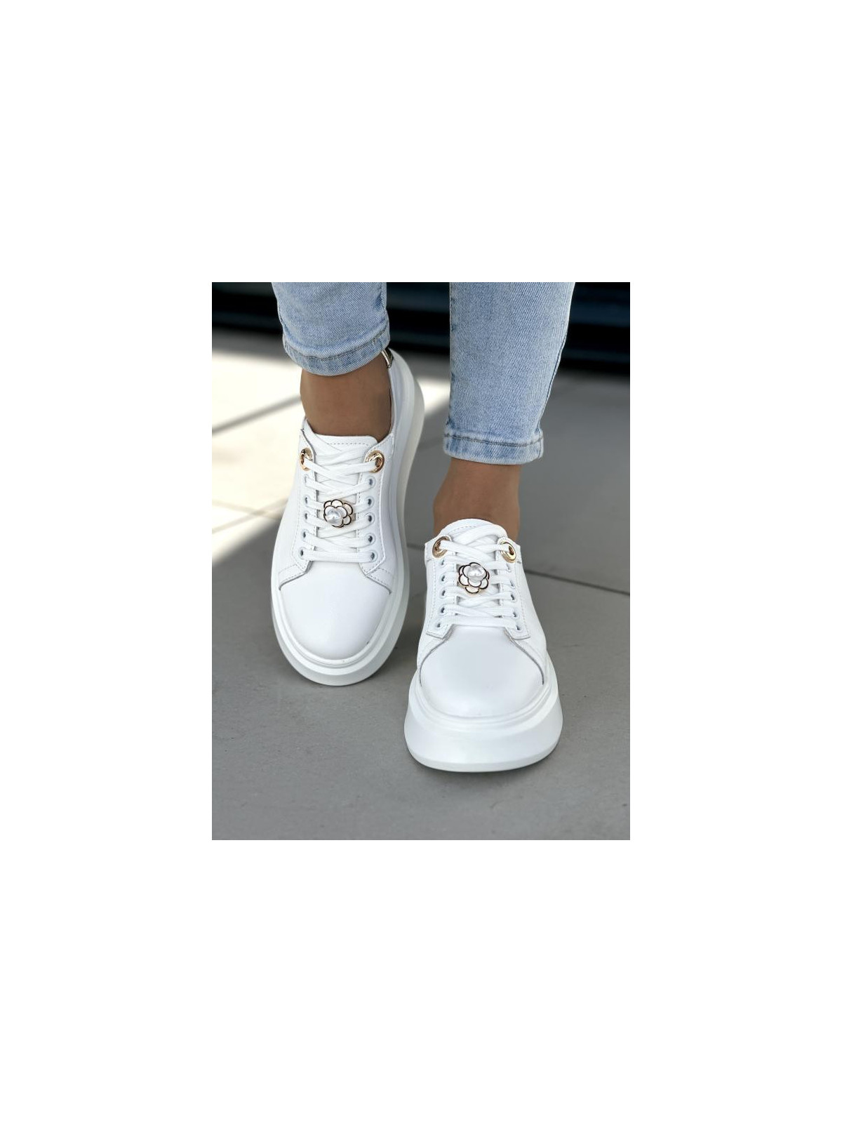 Białe trampki damskie skóra naturalna