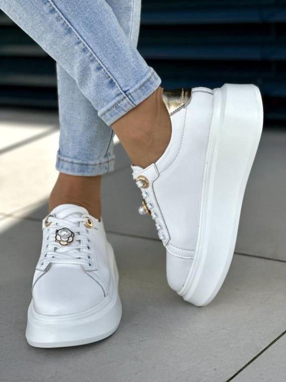Białe trampki damskie skóra naturalna