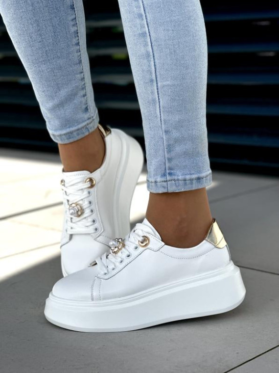 Białe trampki damskie skóra naturalna