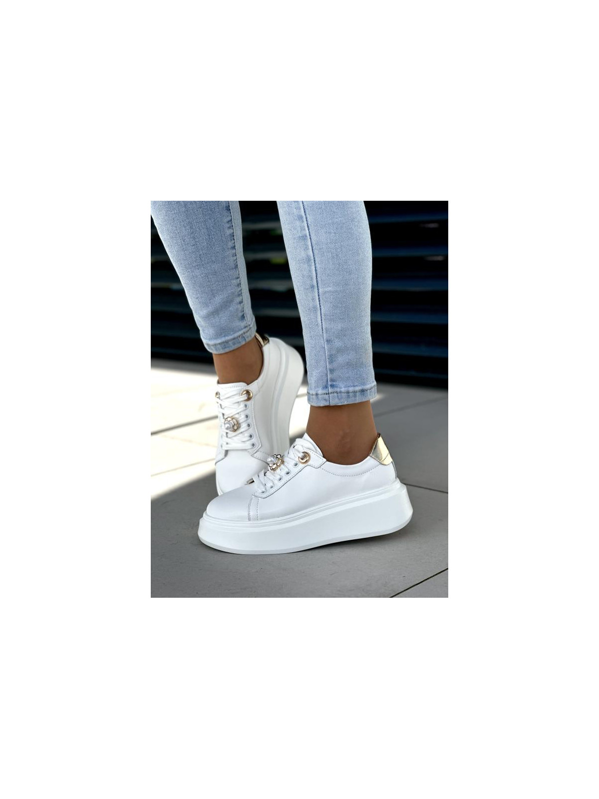 Białe trampki damskie skóra naturalna