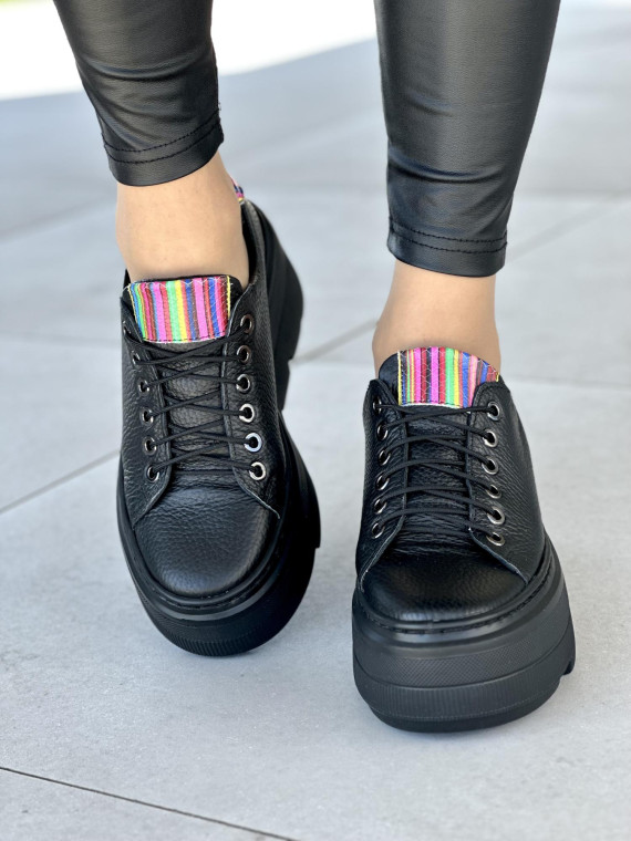 Czarne trampki damskie skóra naturalna