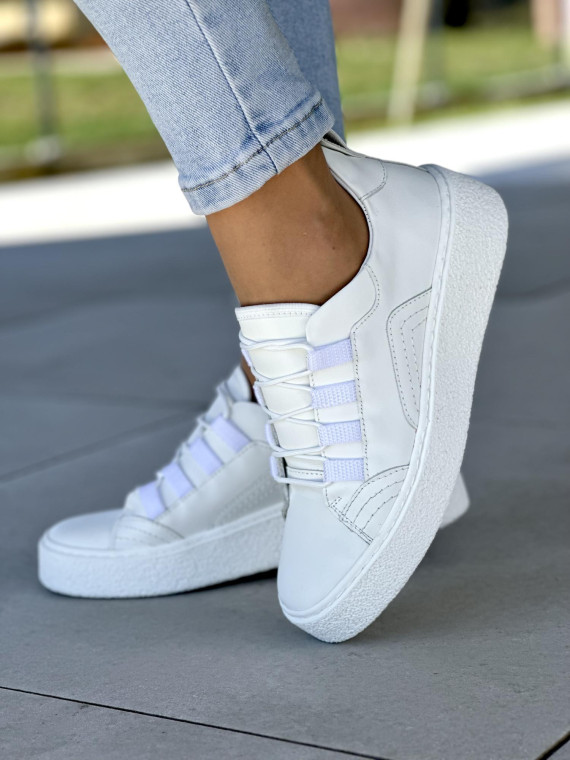 Białe trampki damskie skóra naturalna