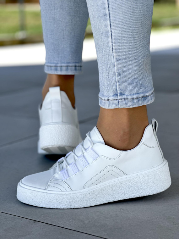 Białe trampki damskie skóra naturalna