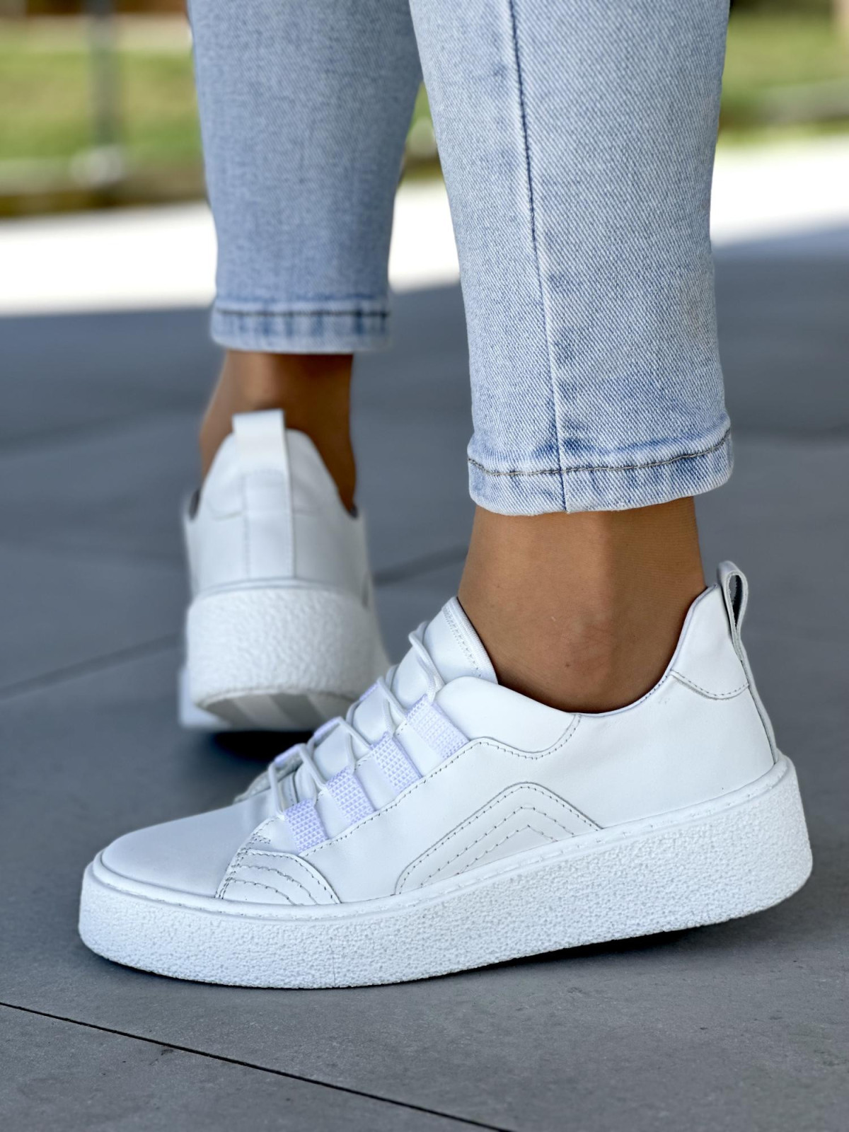 Białe trampki damskie skóra naturalna