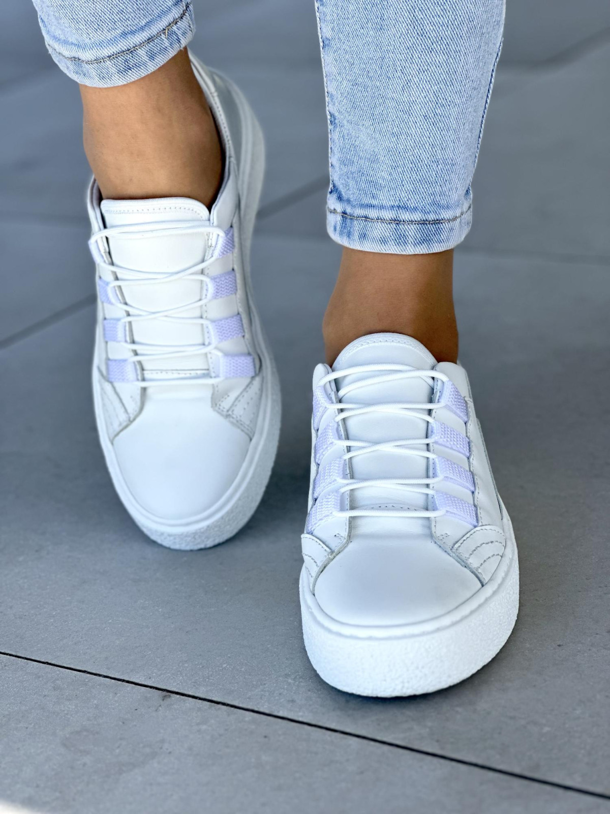 Białe trampki damskie skóra naturalna