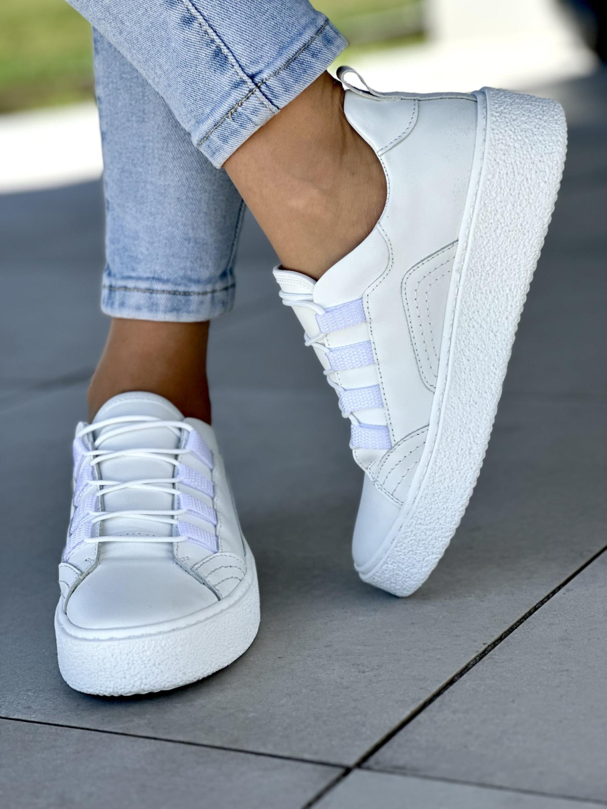 Białe trampki damskie skóra naturalna