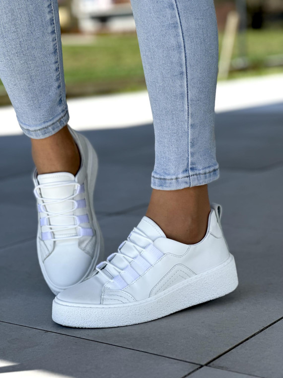 Białe trampki damskie skóra naturalna