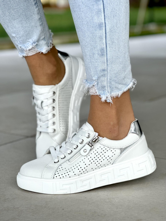 Białe trampki damskie skóra naturalna