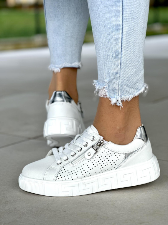 Białe trampki damskie skóra naturalna