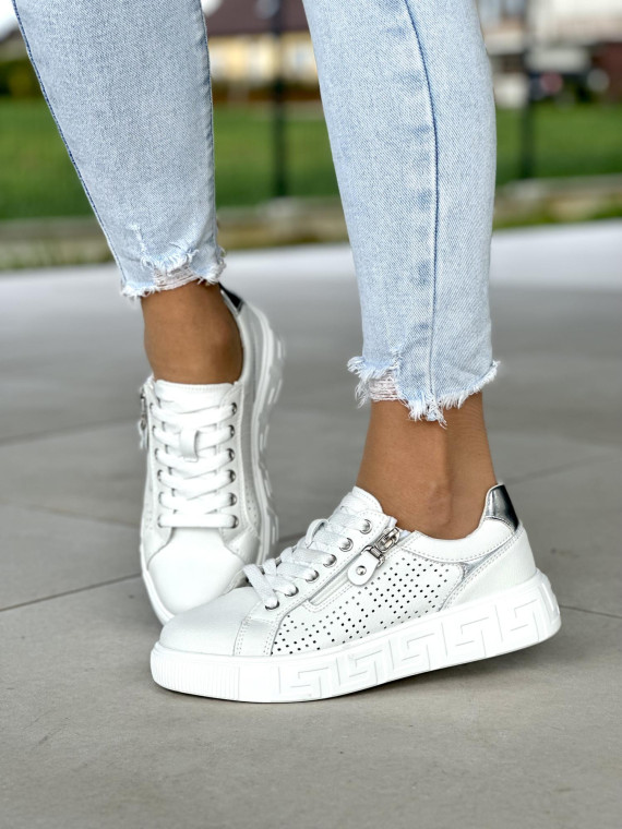 Białe trampki damskie skóra naturalna