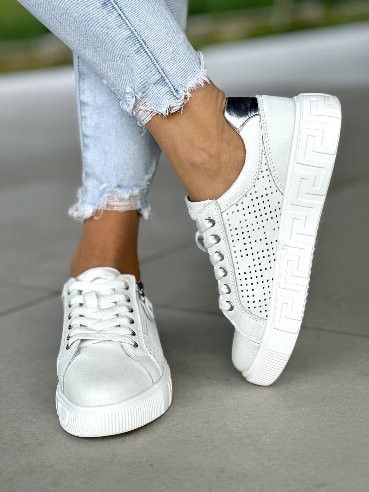 Białe trampki damskie skóra naturalna