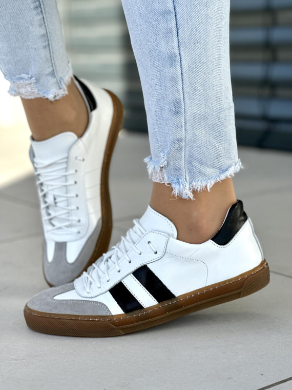 Białe trampki damskie skóra naturalna