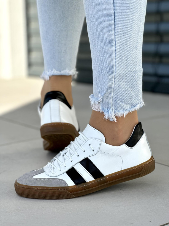 Białe trampki damskie skóra naturalna