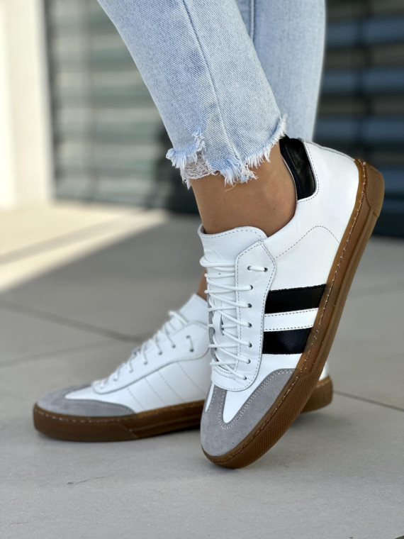 Białe trampki damskie skóra naturalna