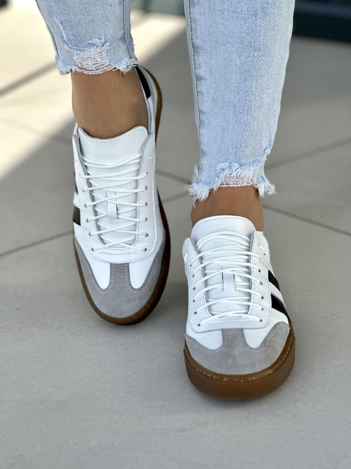 Białe trampki damskie skóra naturalna