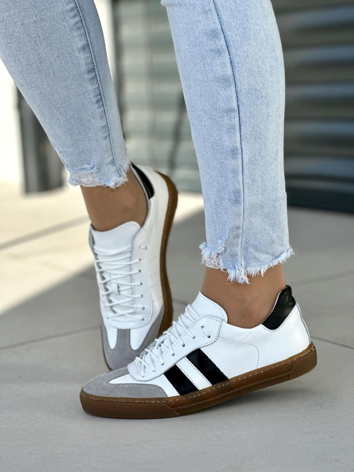 Białe trampki damskie skóra naturalna