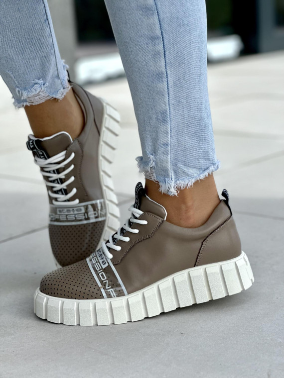 Brązowe trampki damskie skóra naturalna