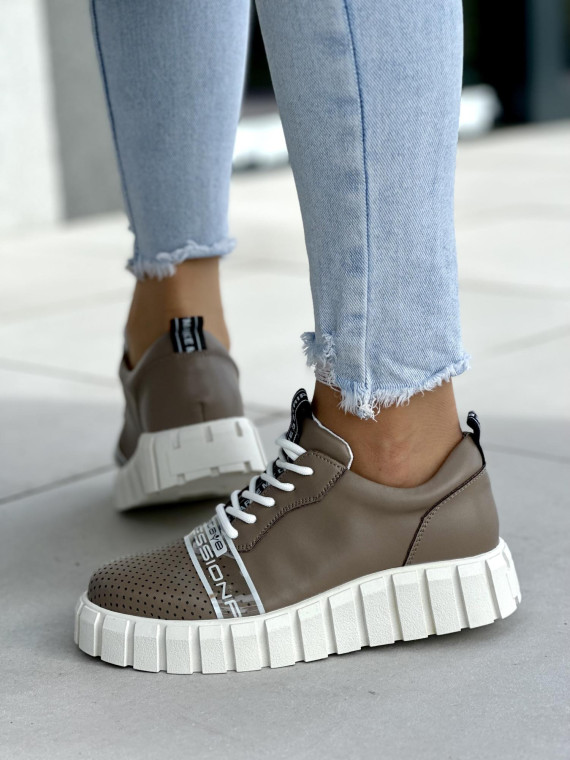 Brązowe trampki damskie skóra naturalna