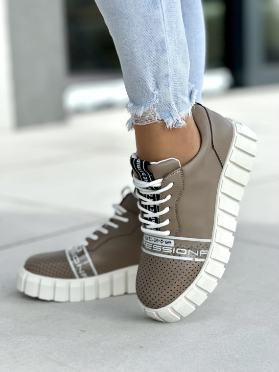 Brązowe trampki damskie skóra naturalna