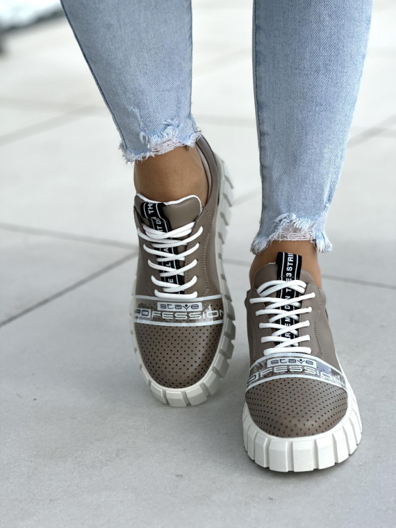 Brązowe trampki damskie skóra naturalna