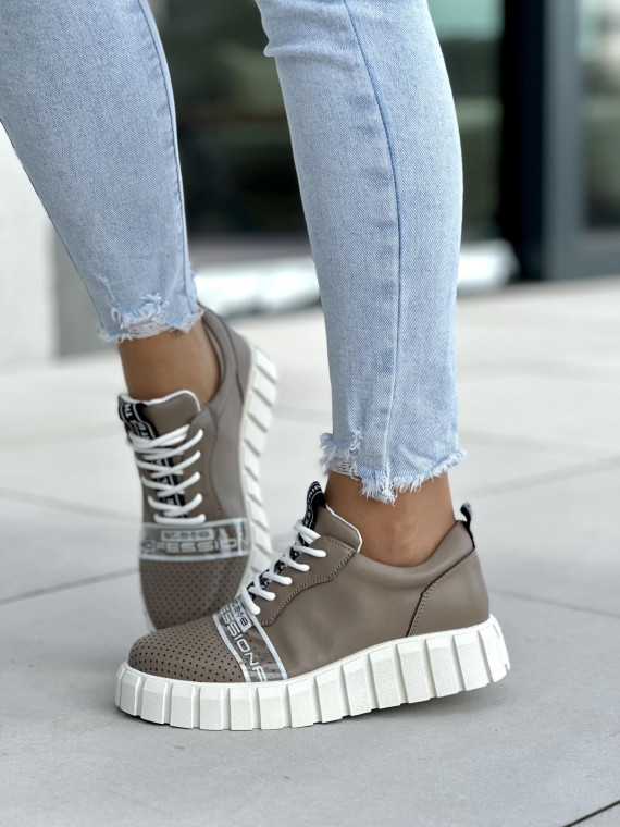 Brązowe trampki damskie skóra naturalna