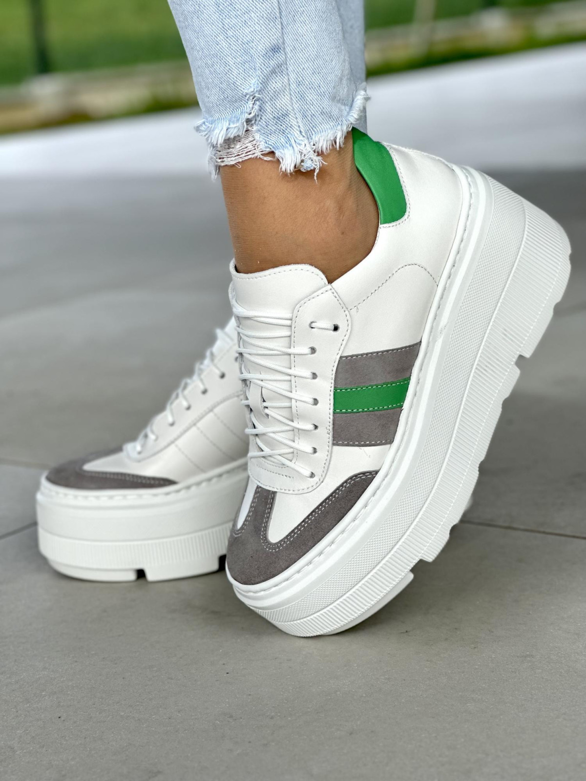 Białe trampki damskie skóra naturalna