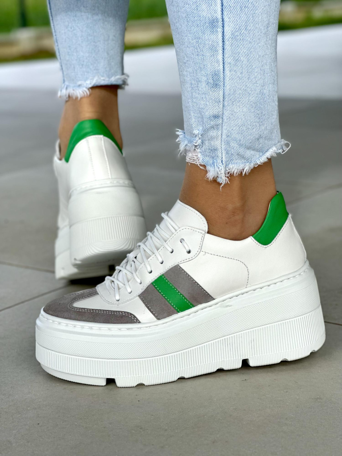 Białe trampki damskie skóra naturalna