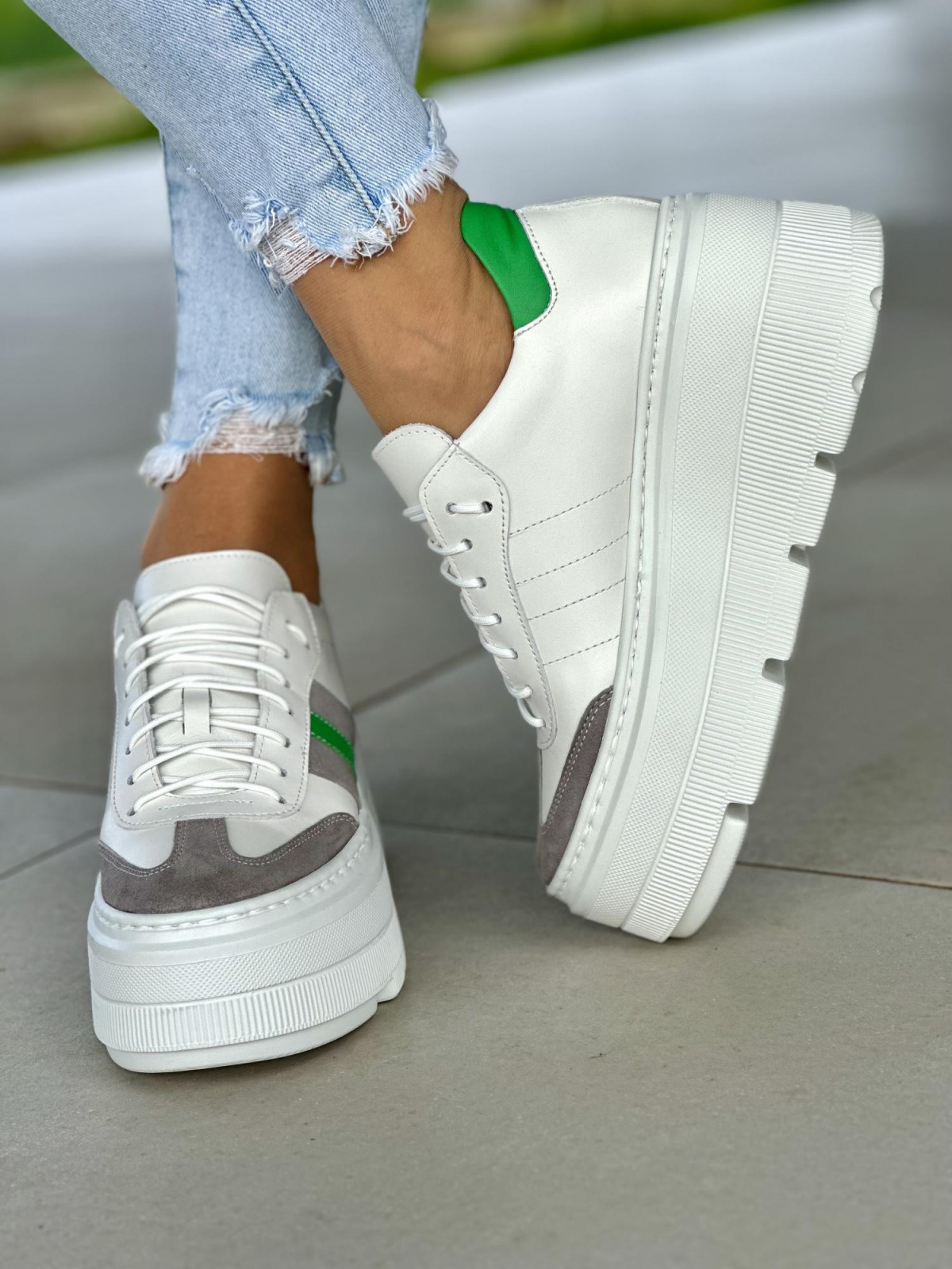 Białe trampki damskie skóra naturalna