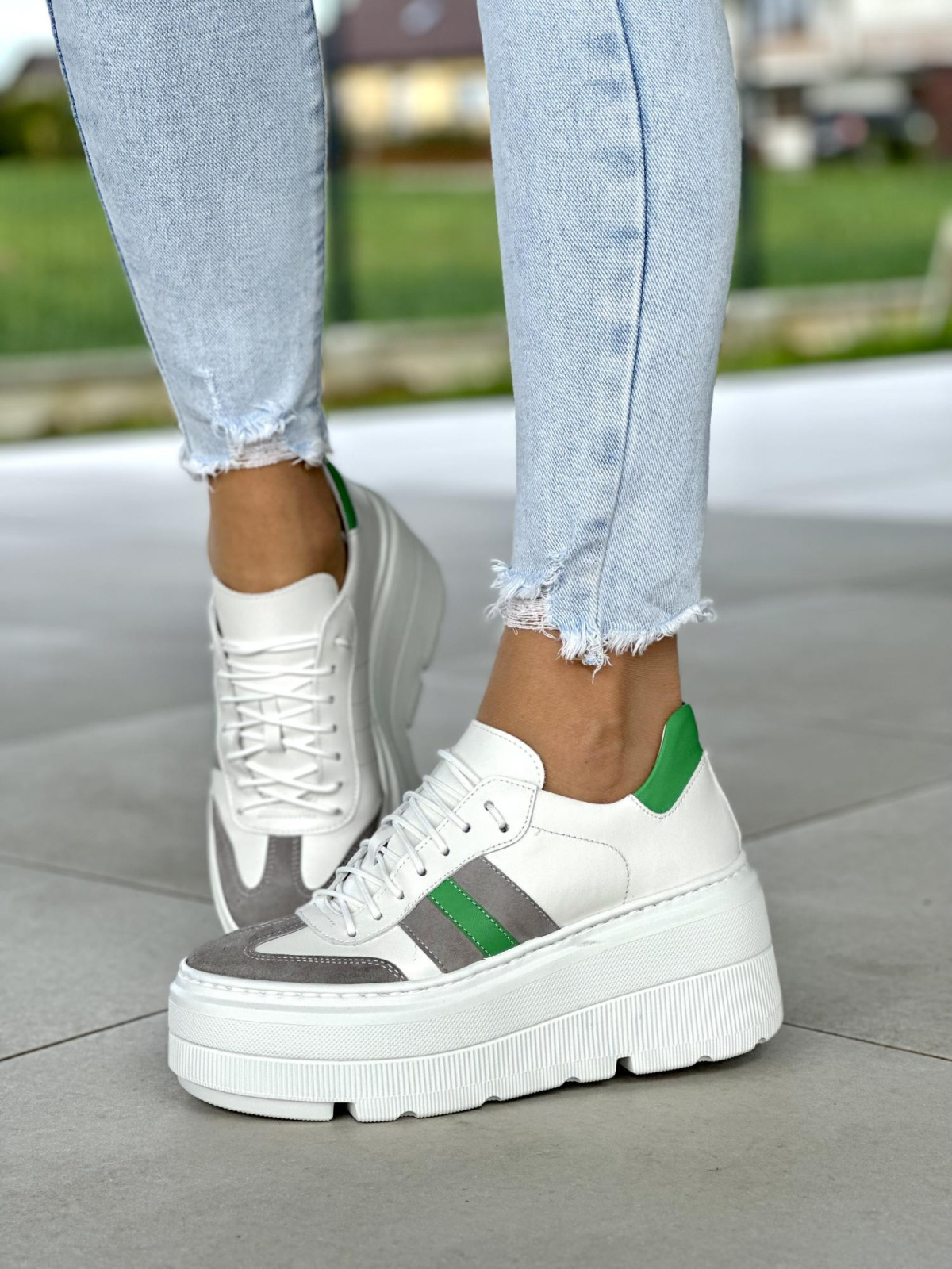 Białe trampki damskie skóra naturalna