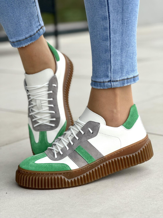 Wyjątkowe wielokolorowe trampki damskie, skóra naturalna