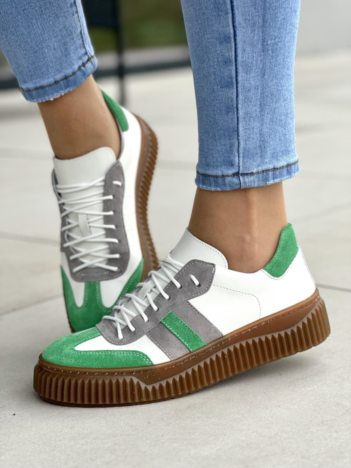 Wyjątkowe wielokolorowe trampki damskie, skóra naturalna